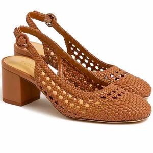 J.CREW | NWOT CAMEL BROWN WOVEN SLINGBACK PUMP HEELS SIZE 9
